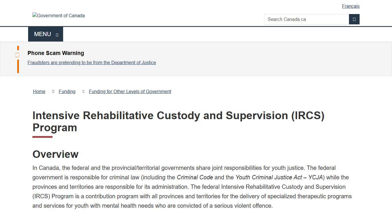 Intensive Rehabilitative Custody and Supervision (IRCS) Program